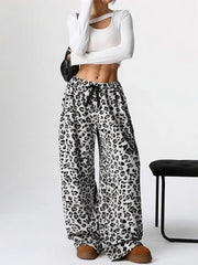 2024 Autumn Winter Loose Leopard Print Casual Pants Y2k Fashion Casual Street Style Europe And America New Trend Wide-Leg Pants voguable