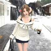 Elegant Sexy Two-piece Set Mini Dress Women Coquette Off Shoulder Evening Party Dress Sweet Korean Style Ruffle Dresses voguable