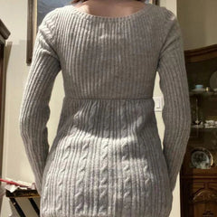 Vintage Babydoll Tops Pullovers Lady Aesthetic Coquette Knit Sweaters Outfit Autumn Square Neck Long Sleeve Knitwear Jumpers Y2k voguable