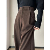 Voguable Thickened Corduroy Pants Women in Autumn Winter Straight Slimming Versatile High Waist Drooping Suit Wide-leg Pants voguable