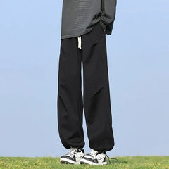 Mens Casual Sweatpants Loose Fit Straight Leg Elastic Hem Adjustable Stretchable Joggers Trousers Outdoor Lounge Comfort Pants voguable