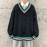 Winter Sweater Men Warm Fashion Casual Knitted Pullover Men Korean Loose V-neck Long Sleeved Sweater Mens Jumper Clothes M-2XL voguable