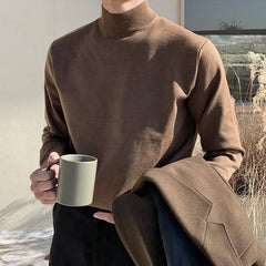 Solid-color Half Turtleneck Bottoming Sweater Men Long Sleeve Korean Fashion Autumn and Winter Casual All-match Pullover Men voguable