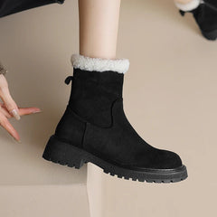Winter Women Boots Warm Ankle Boots for Women Cow Suede Side Zipper Snow Boots Casual Shoes Woman Leisure Platform Boots voguable