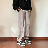 Voguable Side Stripes Lines American Retro Casual Men Straight Loose Solid Color Versatile Sports Trousers voguable