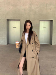 Vintage Elegant Women Long Trench Casual England Long Sleeve Belt Coat Jacket Fall Winter Lady Sweet Retro Harajuku Pockets Tops voguable