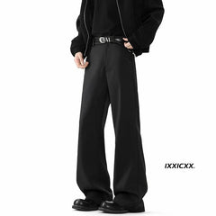 Brown Black Suit Pants Men Fashion Society Mens Dress Pants Korean Loose Casual Bell Bottom Pants Mens Office Formal Trousers voguable