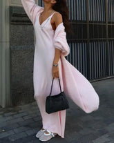 Voguable Imitation mink knitted sweater cardigan autumn and winter extended mink cardigan long robe lazy style loose sweater voguable