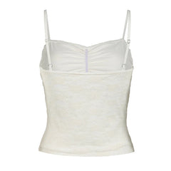 Voguable Sweet Floral Lace Patchwork Crop Top White Black Coquette Aesthetic Double Layer Folds Camis Y2K Cute Sexy Vest Women voguable