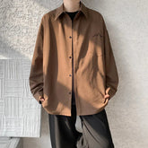Mens Long Sleeve Shirts Solid Color Casual Loose Fit Spring Summer Oversized Minimalist Top Breathable Comfortable Daily Wear voguable
