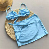 Voguable Light Blue Micro Bikini Thong Pushup Sexy Swimsuit Cover Ups Women Sun Metal Buckle Swimwear Bathing Suit Bikinis Sets New voguable