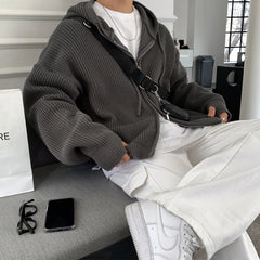 Voguable  Winter Sweater Cardigan Men Warm Oversized Knitted Hooded Sweater Coat Men Korean Loose Cardigan Sweater Mens Jumper Clothes voguable