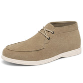 Voguable Men Suede Leather Loafers Slip-on Platform Driving Shoes Lightweight Casual Khaki Breathable Leisure Footwear Comfort Flexible voguable