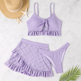 Sexy White Ruffle Bikini Women Three Pieces Swimsuit Brazilian Swimwear Female Beachwear Thong Bathing Suit Mini Biquini