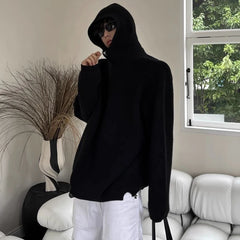 Winter Men's Luxury Knitted Zipper Hooded Pullovers Sweater Casual Streetwear Solid Color Long Sleeve Hoodie Knitwear Retro New voguable