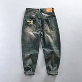 Voguable Spring Autumn New Cotton Casual Ripped Jeans Men Clothing Retro Loose Straight Men Trousers voguable