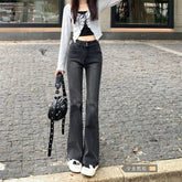 Voguable Plus Fleece Thicken Flare Jeans Women Autumn Winter Solid Color Fashion High Waist Temperament Korean Elastic All-match Trousers voguable