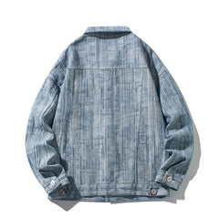 Spring Men Lapel Denim Coat Jacquard patter Fashion Washed denim jacket Motorcycle Jeans Jacket Hommes loose Cotton Casual Coats
