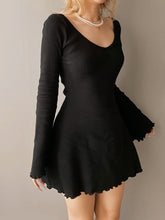 Black Frill Long Sleeve Mini Dress mysite