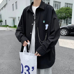New Hip Hop Men's Shirts Streetwear Chain Long Sleeve Harajuku Trend Fashion Korean Woman Shirt Oversized Large Size 5xl voguable