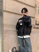 Vintage PU Leather Jacket Women High Street Techwear Oversized Moto Biker Coats BF Punk Loose Casual Cropped Outerwear voguable