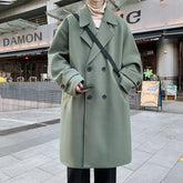 Korean Trend Men's Loose Casual Double-breasted Overcoat Autumn Winter Fashion New Long Sleeve Woolen Long Coat Cardigans Jacket gotmes-shop