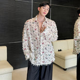 Voguable Korean Tassel Design Long Sleeve Shirts Men's Elegant 2024 New Butterfly Printed Loose Fashion Tops voguable