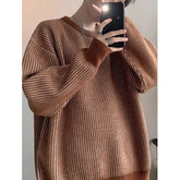 New Japanese Trendy Men Sweater High Street Patchwork Knitted O Neck Long Sleeve Pullover Casual Loose Premium Quality Knitwear voguable