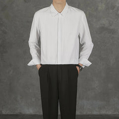 New Naples Business Men Shirts Light Luxury Textured Lapel Striped Long Sleeve Cardigan Leisure Premium Commuter Blouse S-4XL voguable