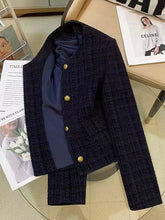 Korean Plaid Tweed Jacket Women Y2K Elegant Office Lady O Neck Casual Crop Coats Autumn Single Breasted All Match Female Outwear voguable