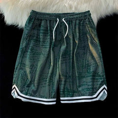 Men Sports Basketball Shorts Casual Loose Quick-Drying Five-Point Pants Mesh Breathable Color Spelling American Straight Shorts voguable