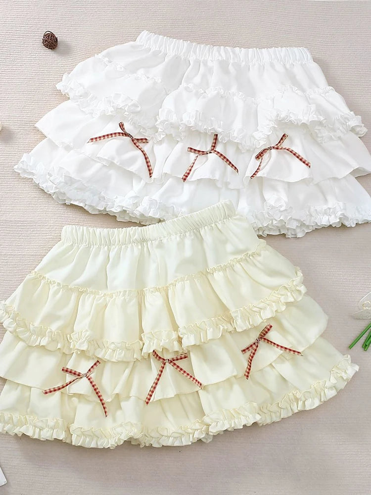 Cute Bow Mini Skirt Women Sweet Fashion High Waist Japan A Line Skirts Casual Chic Summer Female Kawaii Cake Skirt New voguable