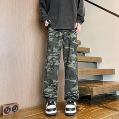 camouflage Jeans Men straight Pants patchwork male jean Fit Patchwork Streetwear Men's Trousers Denim Large size Hip Hop voguable