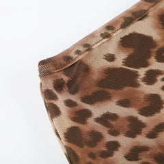 Vintage y2k Leopard Print Midi Skirt Women Low Rise Patchwork Straight Long Skirts 2000s Aesthetic Ladies Clothing Casual voguable