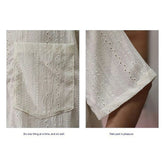 Men Casual Loose Hollow Out Short Sleeve Shirts with pockets Retro Fashion Vacation/Daily All-Match Tops Solid Color voguable