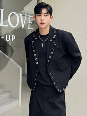 Voguable 2024 Spring Trendy New Buttoned Decorate Design Blazer Coat Men's Stylish Luxury Design Short High Street Jacket voguable