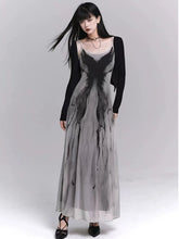 Retro Ink Butterfly Tie Dye Camis Dress Women Summer Slim Sleeveless Midi Dress Y2K Korean Sweet Mesh Spaghetti Straps Vestidos voguable