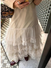 Sweet Chic Ruffle Mesh Tutu Cake Skirt Elastic Waist Beige Streetwear Long Skirt 2025 New Spring Summer A-line Fashion Skirts voguable