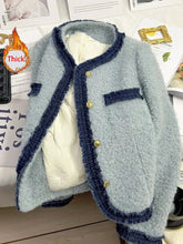 Sweet Thick Warm Tweed Jacket Women O Neck Long Sleeve Winter Cotton Coat Elegant Fashion Patchwork Korean Chic Outwear Top voguable