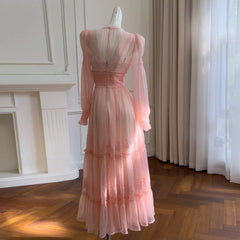 Fashion Women Dress Long Sleeve Round Neck Lace Perspective Female Summer Party Dresses New Tide 3QW1324 voguable