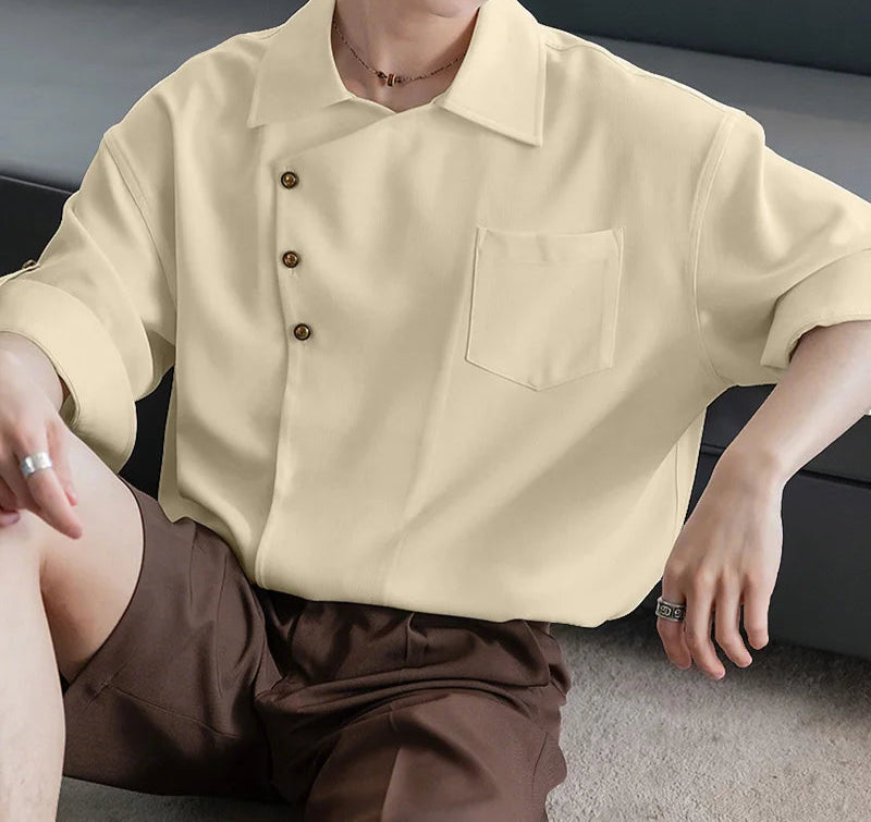 Men Shirt Lapel Short Sleeve Solid Color Casual Men Clothing Summer Streetwear 2025 Fashion Oversize Male Shirts Tops INCERUN voguable