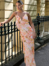 Halter Print Ruffle Sexy Maxi Dress Women Gown Summer New Fashion Sleeveless Backless Ruched Beach Club Party Dress voguable