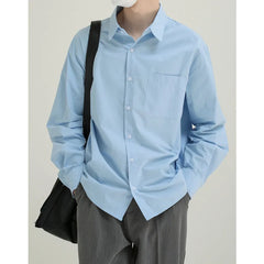 Voguable Blue White Shirt Men Fashion Social Men Dress Shirt Korean Loose Long Sleeve Shirt Men Office Formal Shirt Male Casual Shirts voguable