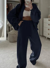 Voguable Autumn/Winter New Women's Fashion Elegant Style Versatile Coat Pants Two Piece Set Women's Clothing voguable