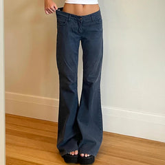 Blue Low Rise Jeans Casual Baggy Straight Denim Pants y2k Streetwear Basic Women Jeans Vintage 90s Trousers Korean Style voguable