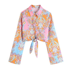 Women Fashion With Knot Printed Pleat Mini Skirt Vintage High Waist Back Zipper Female Skirts Mujer voguable