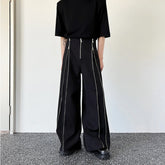 Voguable Splicing Color 2024 Fashion Men's Personality Contrast Zipper Casual Pants Straight Tube Wide Leg High Street New voguable