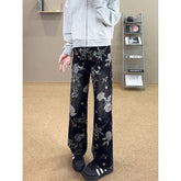 Flower Jeans Men Fashion Retro Printed Jeans Men Streetwear Hip-hop Loose Straight Jeans Men Baggy Vintage Denim Trousers voguable