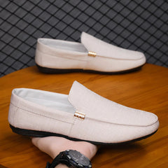 Voguable Mens Canvas Slip On Loafers Fashion Dress Driving Shoes Formal Wedding Party Casual Flats Plus Size Comfortable Office Wear voguable