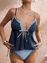 Voguable Sexy Deep V Neck Vacation Bikini Women Split Swimsuit Beach Bikini New All Season Backless Lace Up Bikinis 2 Piece Set voguable